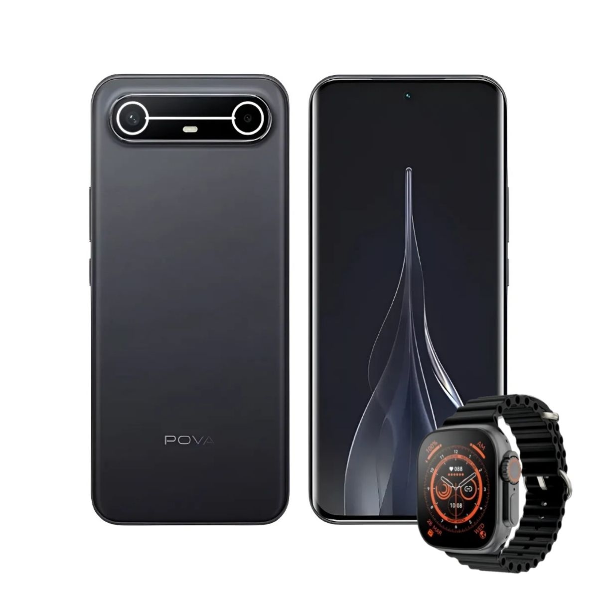 TECNO MOBILE - Celular Tecno Pova Slim 5G 256GB 8+8GB Ram Negro + Smartwatch