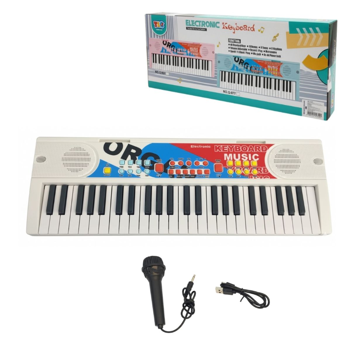 OTRAS MARCAS - Piano Infantil Usb 49 Teclas Microfono Y Melodias 54 Cm