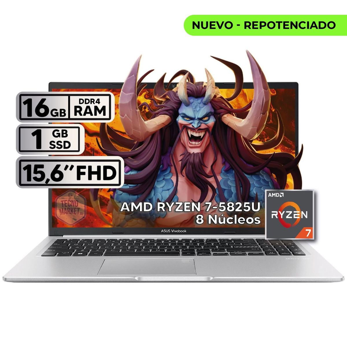 ASUS - PORTATIL ASUS VIVOBOOK  M1502YA-BQ925 RYZEN 7 5825U 16GB RAM 1TB SSD 15,6'' FHD