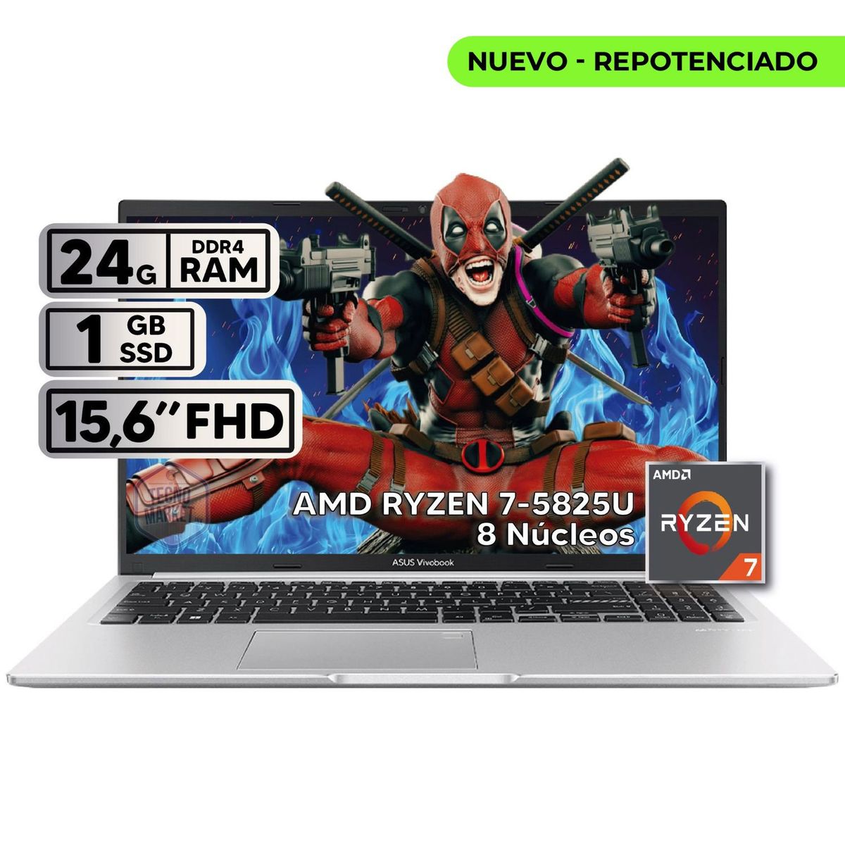 ASUS - PORTATIL ASUS VIVOBOOK  M1502YA-BQ925 RYZEN 7 5825U 24GB RAM 1TB SSD 15,6'' FHD