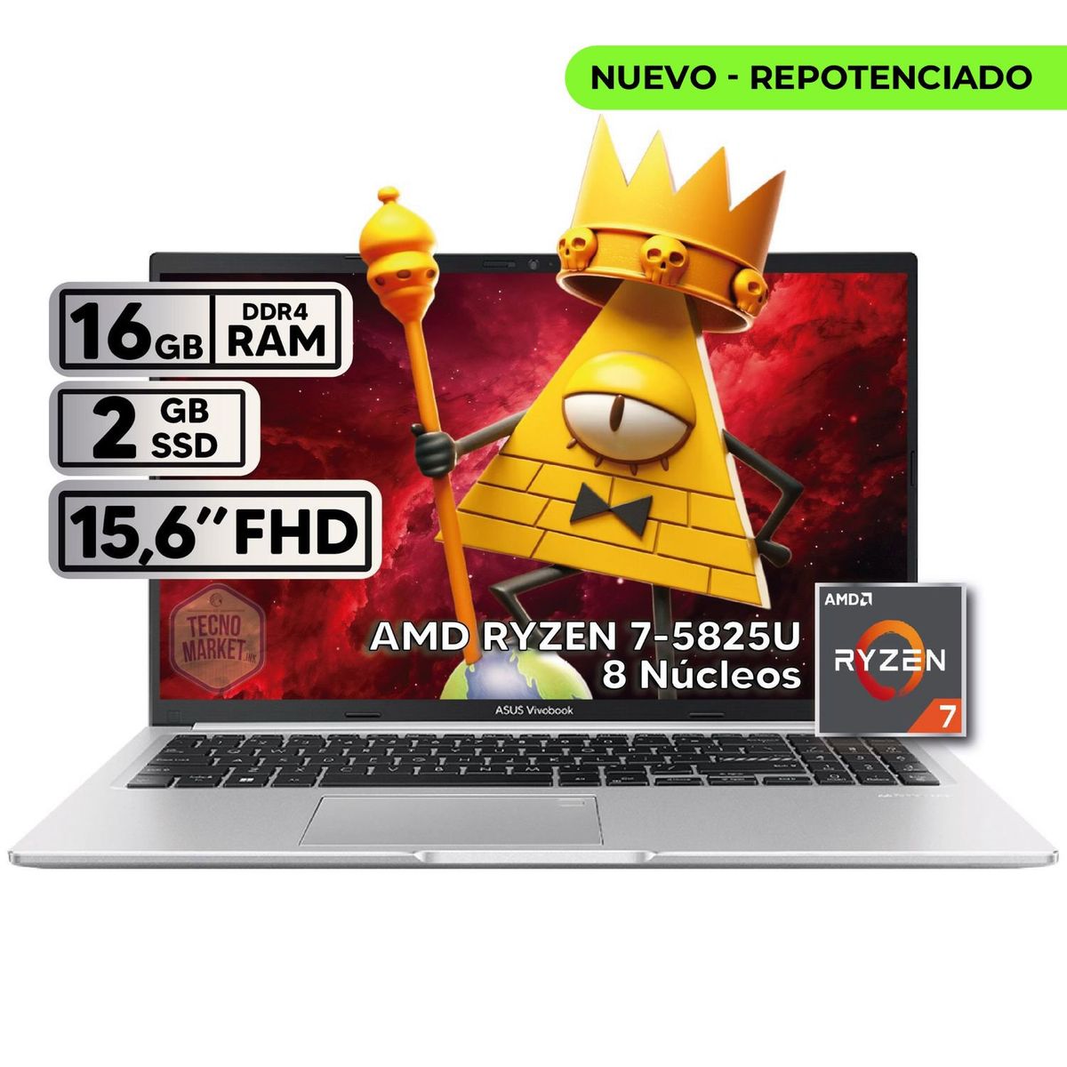 ASUS - PORTATIL ASUS VIVOBOOK  M1502YA-BQ925 RYZEN 7 5825U 16GB RAM 2TB SSD 15,6'' FHD