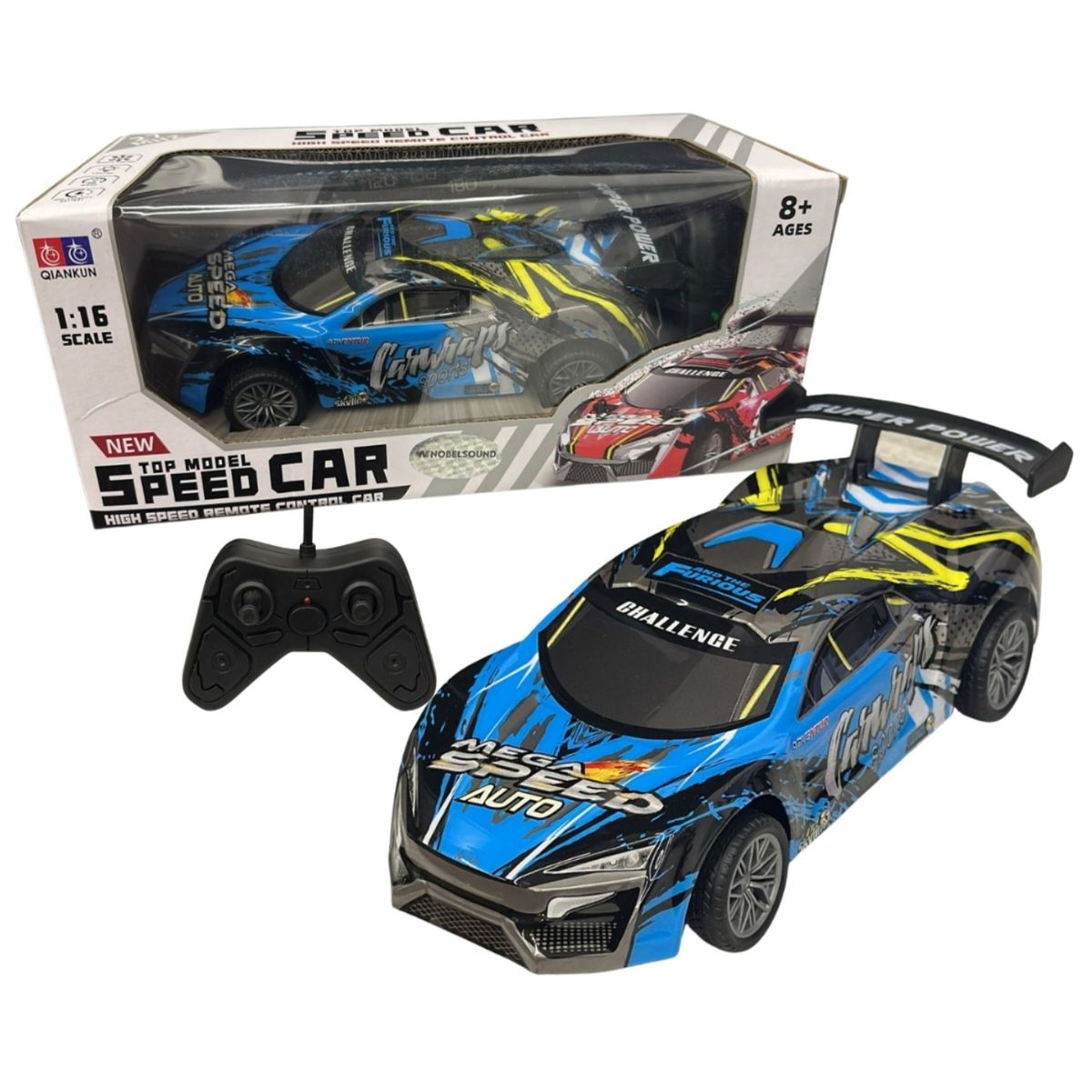 NOBELSOUND - Carrito Deportivo RC Mega Speed A Control Remoto 122 Multicolor