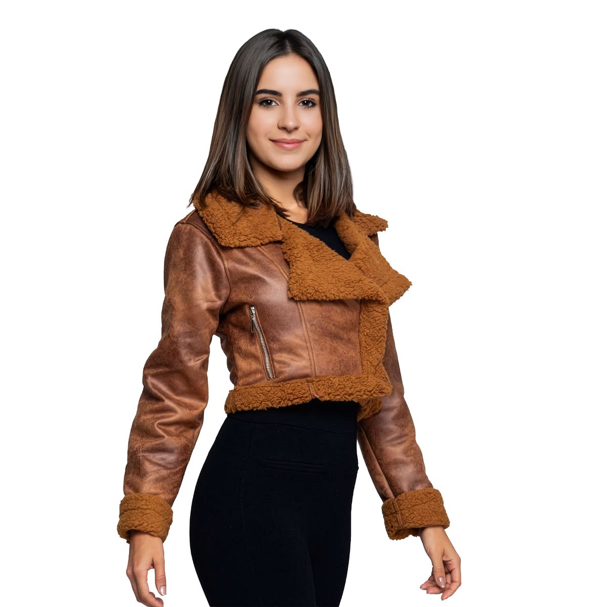 SYK - Chaqueta para mujer ovejera color miel