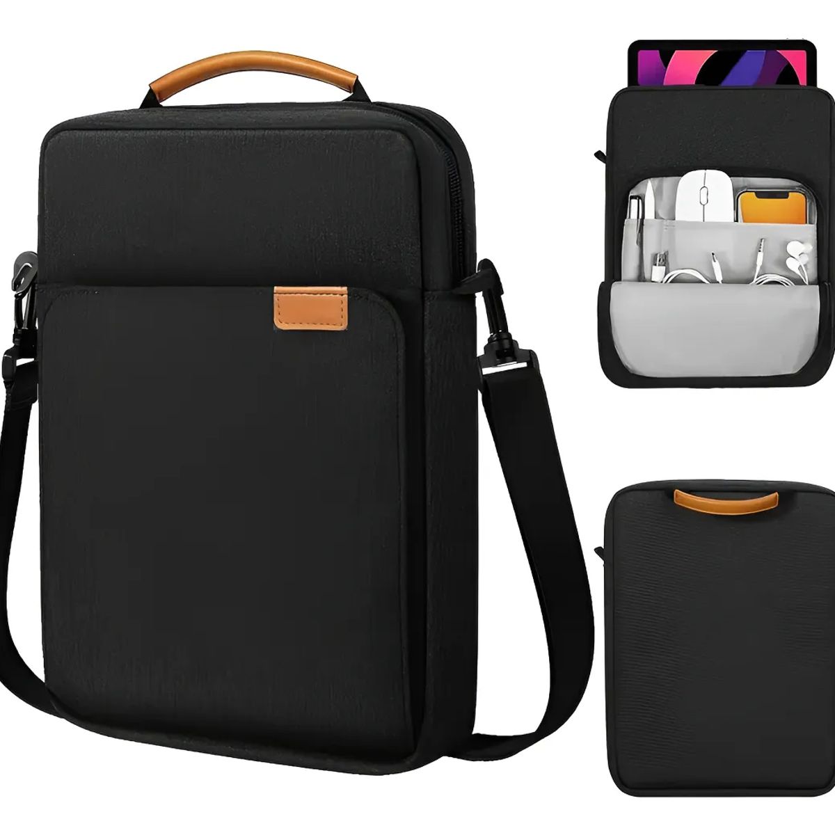 GENERICO - Maletin Bolso iPad Tablet Maleta Resistent Funda +correa Negro
