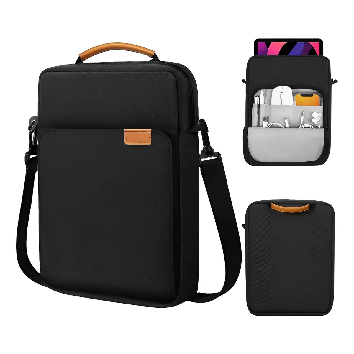 GENERICO - Maletin Bolso iPad Tablet Maleta Resistent Funda +correa Negro