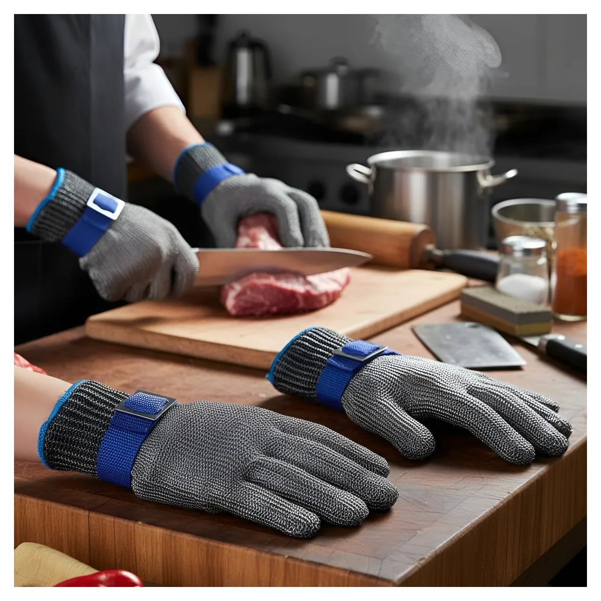 OTRAS MARCAS - Guante De Seguridad En Malla De Acero Para Carniceria Y Mas Talla S