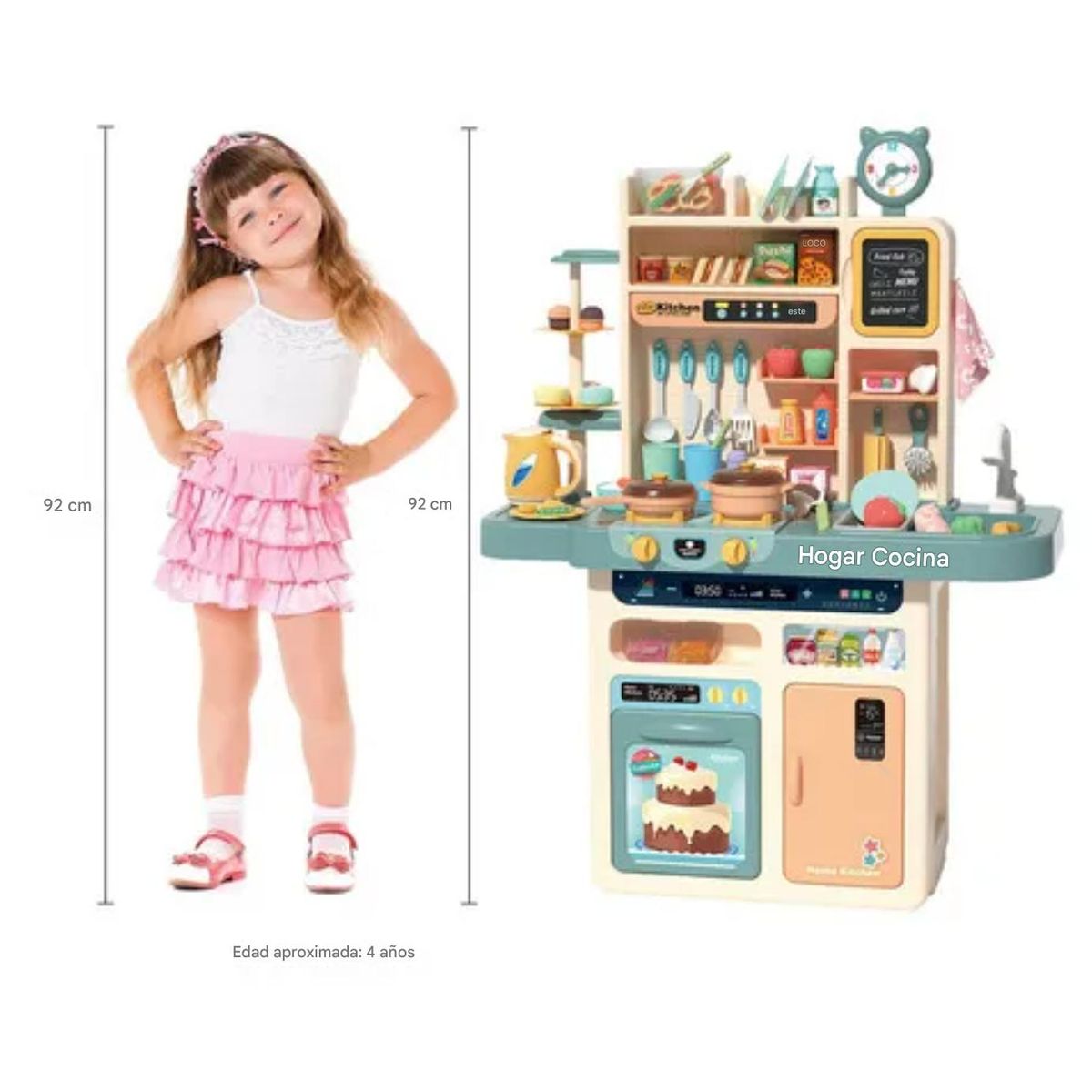 OTRAS MARCAS - Cocina Infantil Realista Extra Grande 87 Pcs Sonido Luces Y Humo