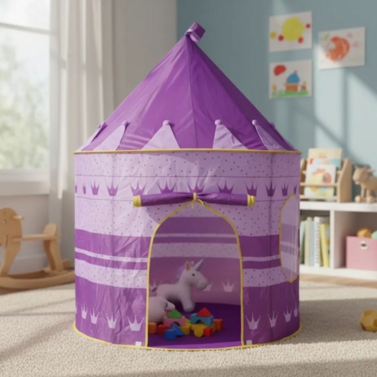 GENERICO - CARPA INFANTIL  PARA NIÑAS ESTILO CASTILLO COLOR LILA