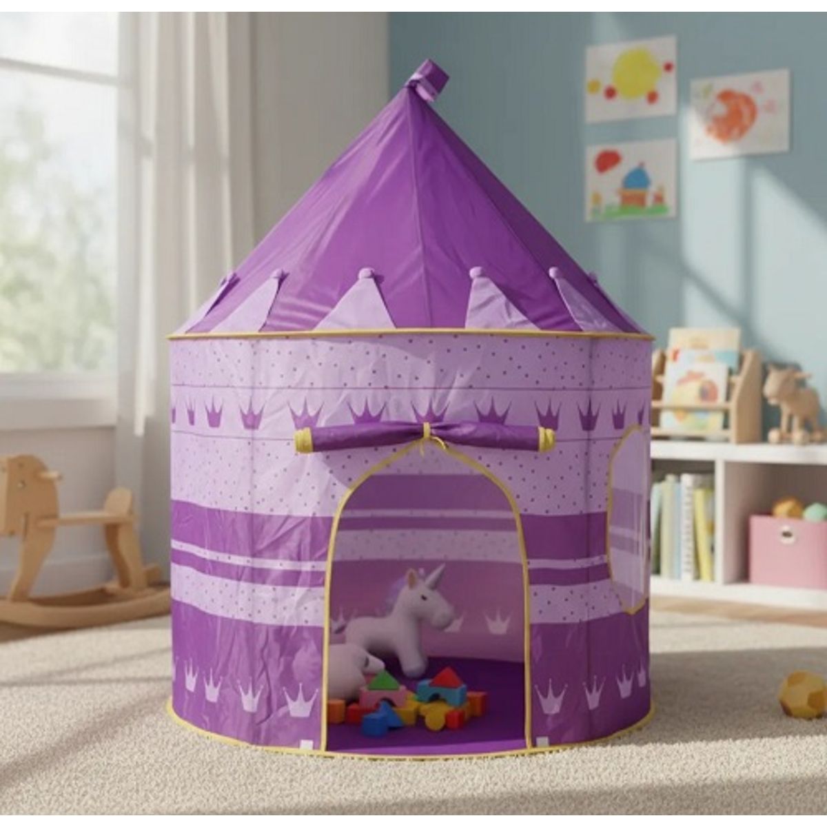GENERICO - CARPA INFANTIL  PARA NIÑAS ESTILO CASTILLO COLOR LILA