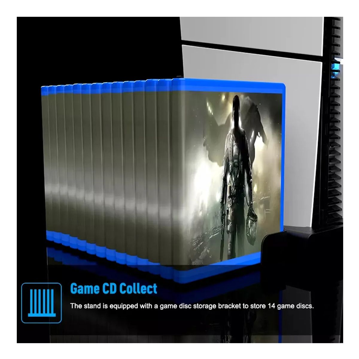 GAMA - soporte Base refrigerante ventilador led RGB Ps5-SLIM carga controles porta juegos y porta diadema