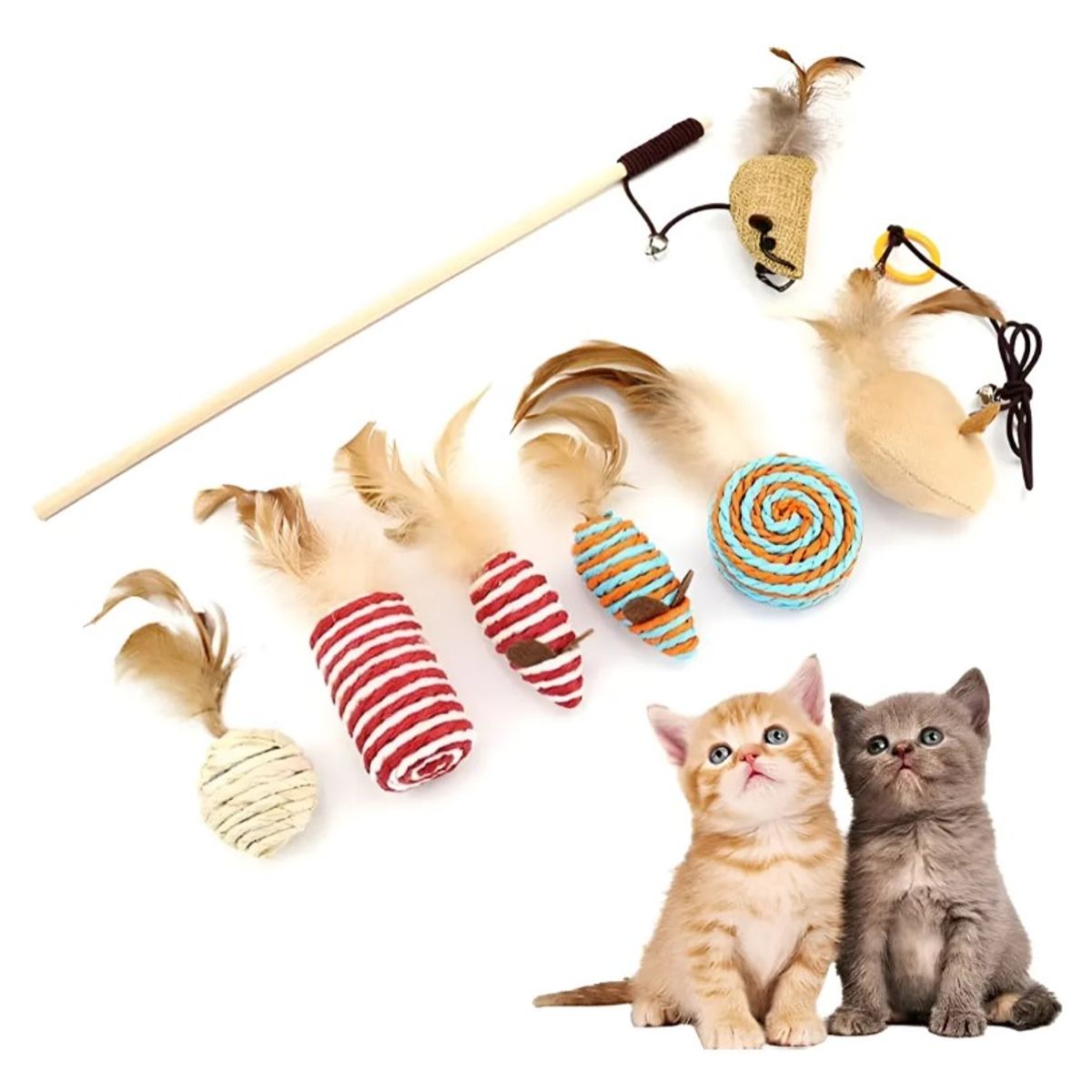 GENERICO - Caja De Lujo Con Juguetes Para Gatos, Kit De Raton 7 Piezas