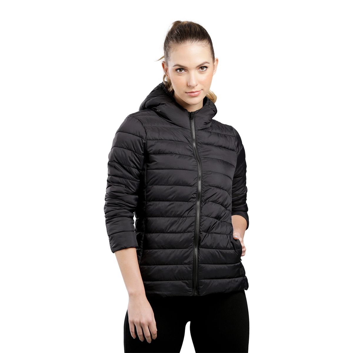 TOTTO - Chaqueta Acolchada Con Capota Colorfull Negro Mujer Totto