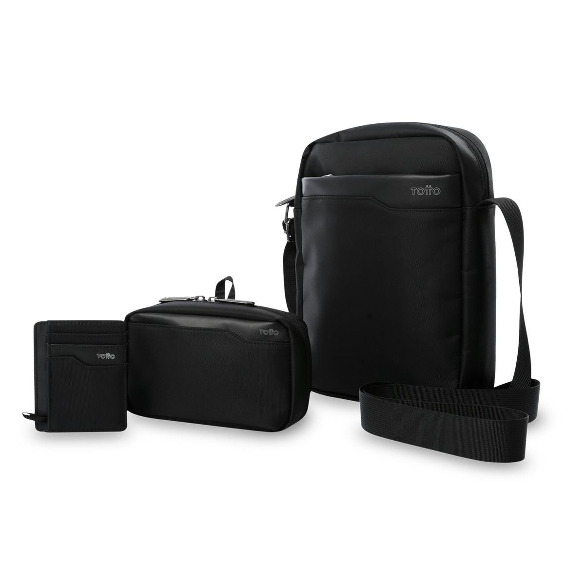 TOTTO - Kit de Regalo Bolso Cartera Kano Para Hombre Negro Totto