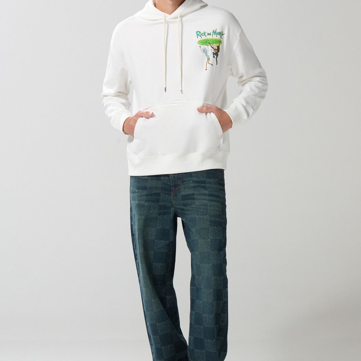 KOAJ - KOAJ Buzo de Rick and Morty crema con capota y bolsillo Hombre