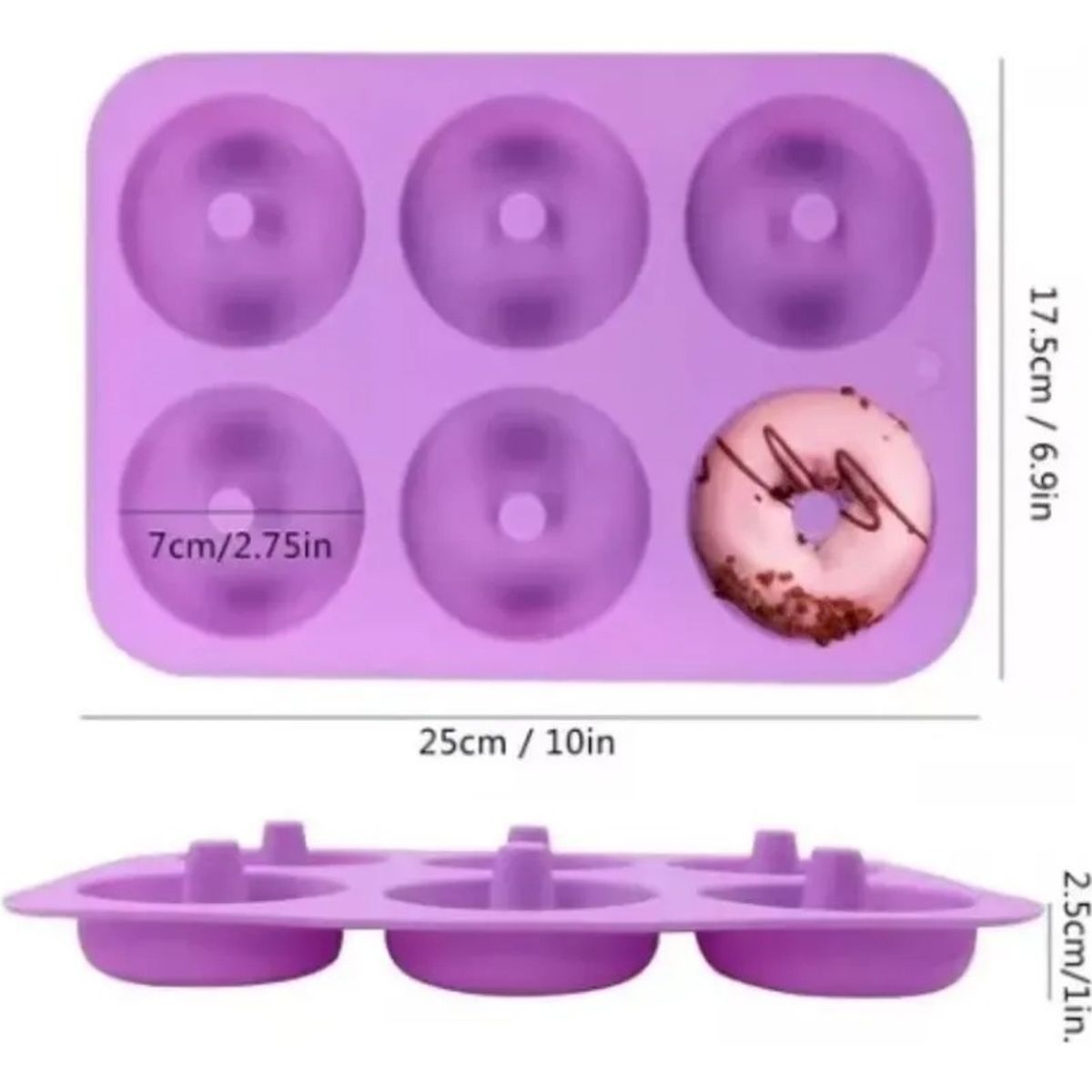 GENERICO - Molde Silicona X6 Donas Rosquillas Horneadas Resitente Calor