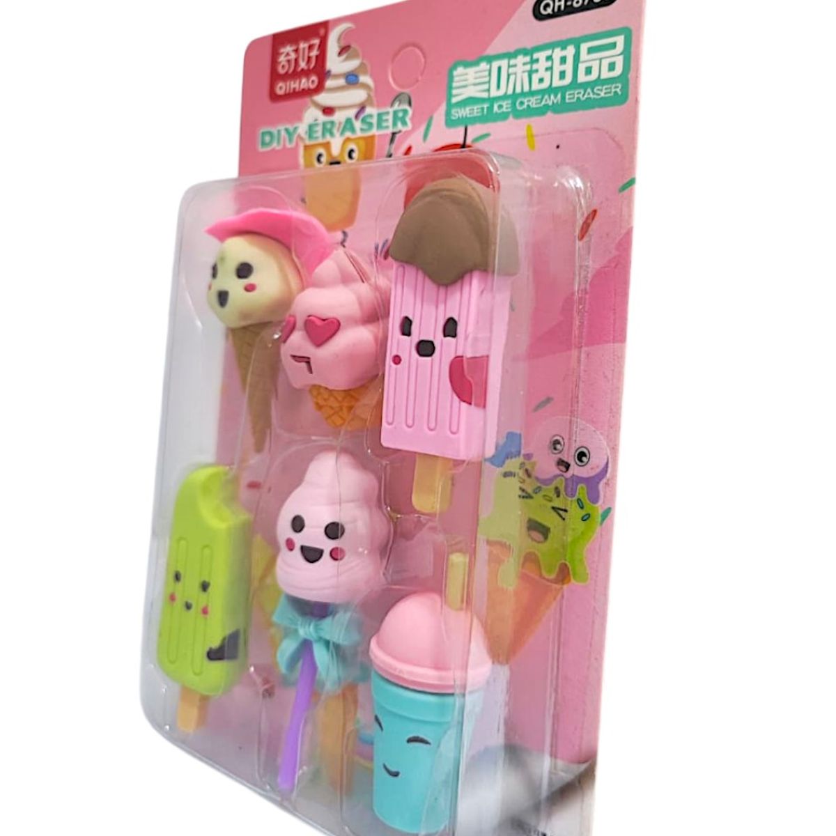 GENERICO - Set X6 Borradores Kawaii Figuras Helado Y Postres Escolares