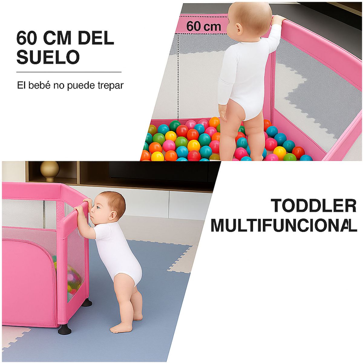 ONE PIXEL - Corral Para Bebes Piscina Juego Interactivo Pelotas Niños