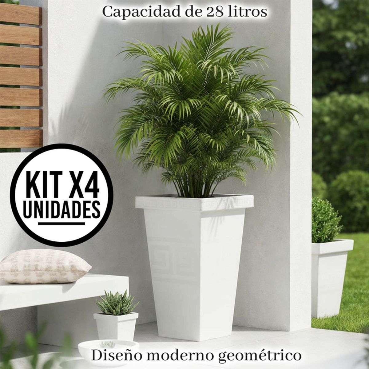 ENERGY PLUS - Set x4 Matera Cuadrada 28L Moderna Espacios Amplios Elegantes