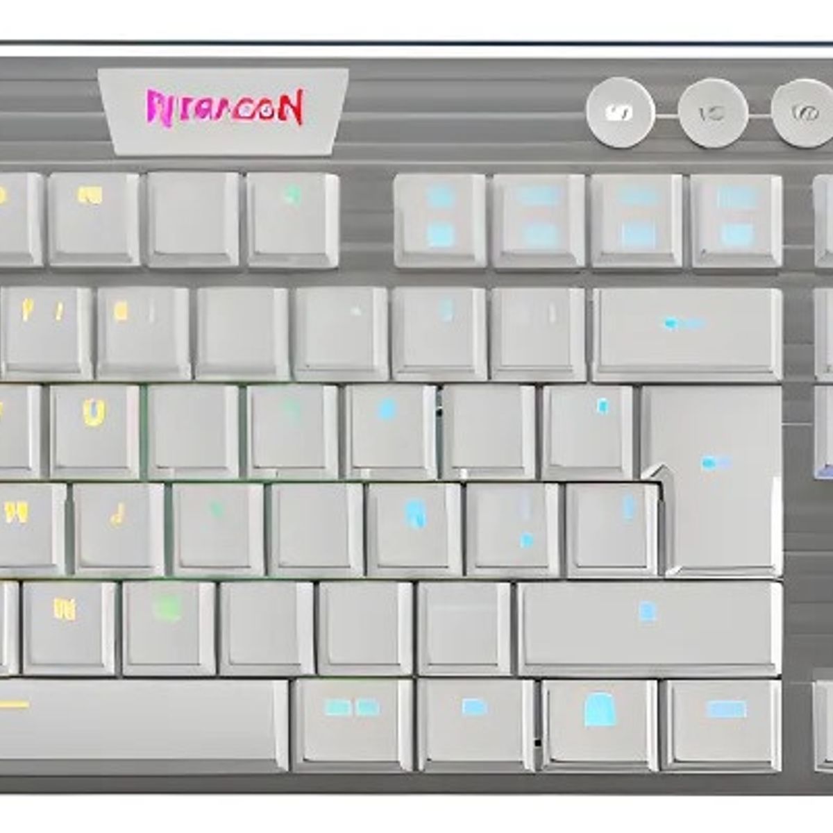 REDRAGON - Teclado Gamer Redragon K619w Horus Fs Blanco Cable Red Sp F Idioma Español Latinoamérica Color Del Teclado Blanco