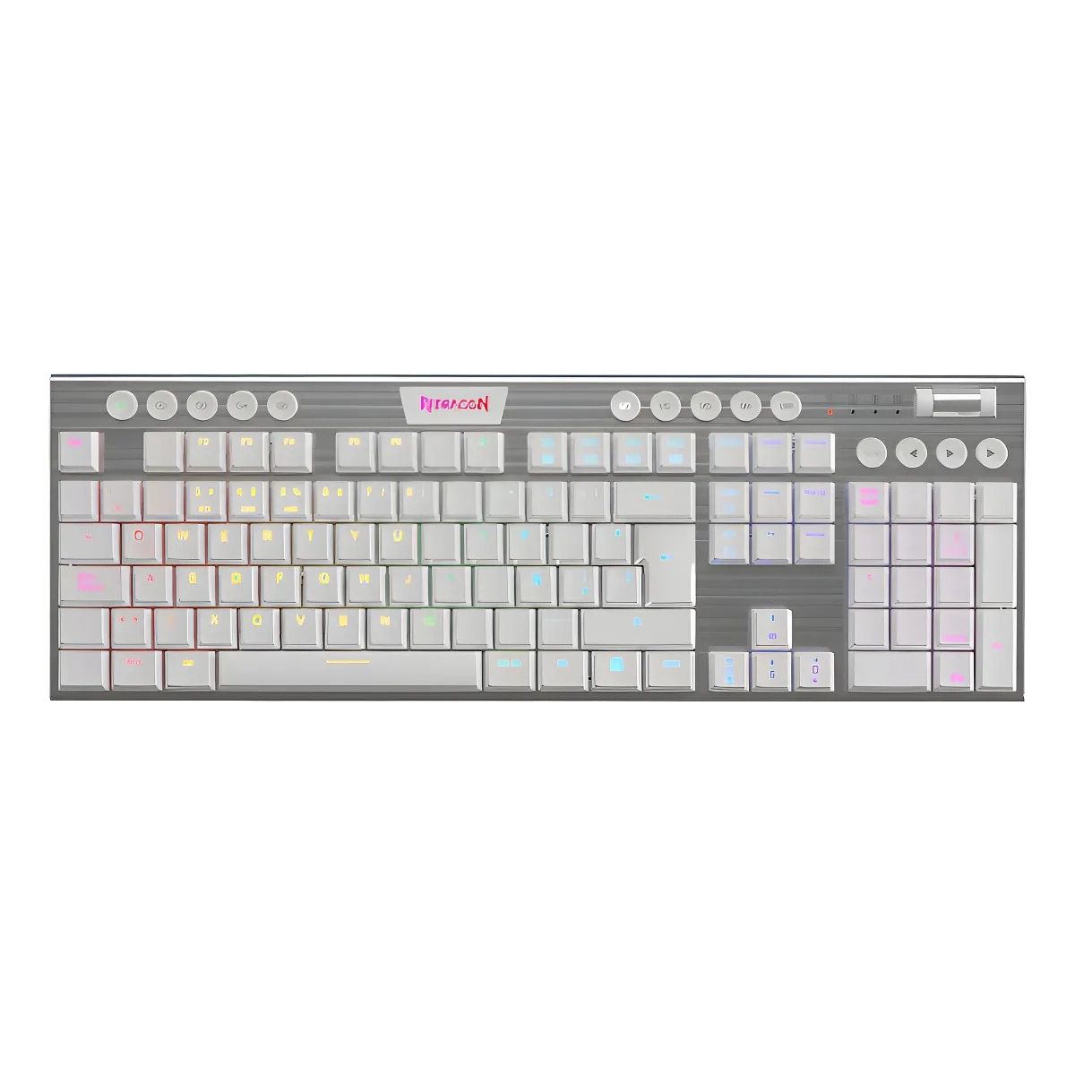 REDRAGON - Teclado Gamer Redragon K619w Horus Fs Blanco Cable Red Sp F Idioma Español Latinoamérica Color Del Teclado Blanco