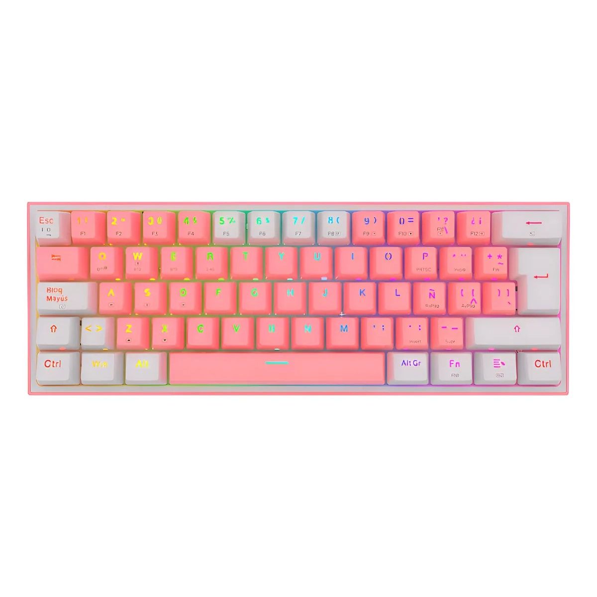 REDRAGON - Teclado Redragon Fizz Pro Rgb 60% Rosablanco Sw Red Español