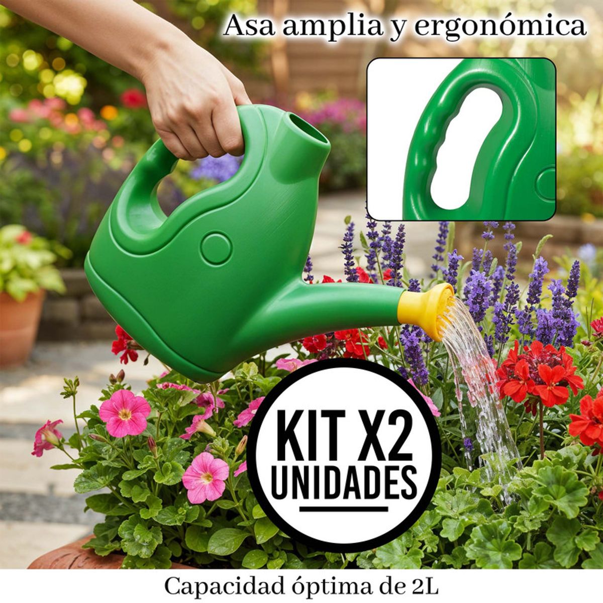 ENERGY PLUS - Set x2 Regadera Plástica 2L Ergonómica Jardín Hogar Liviana