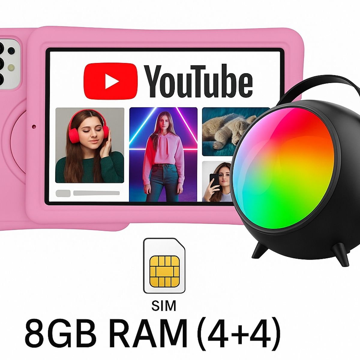 KRONO - Tablet 7 Pulgadas Sim Card 8GB RAM (4gb+4) 32GB Android 13 Rosado