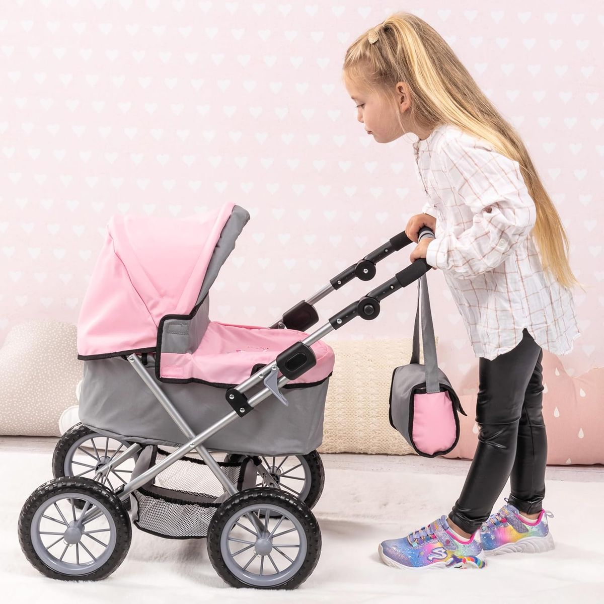 BAYER - Juguete Coche Para Bebés Reborn Y Muñecas Hasta 50 Cm Rosa