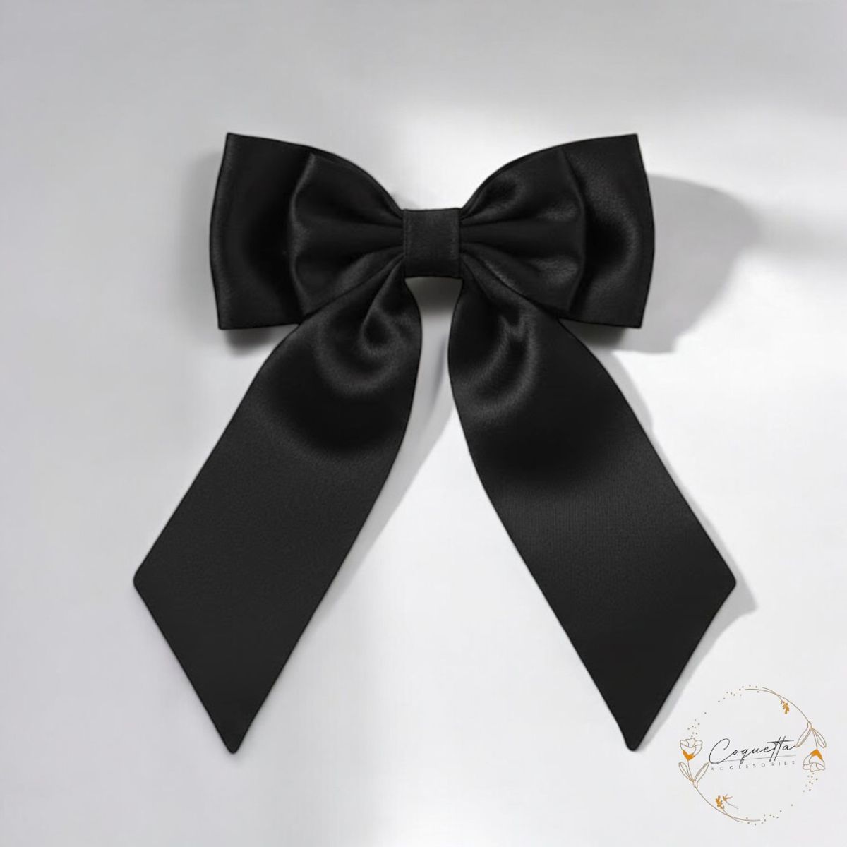 GENERICO - Lazo Estilo Coquette en Satín Premium Tono Negro