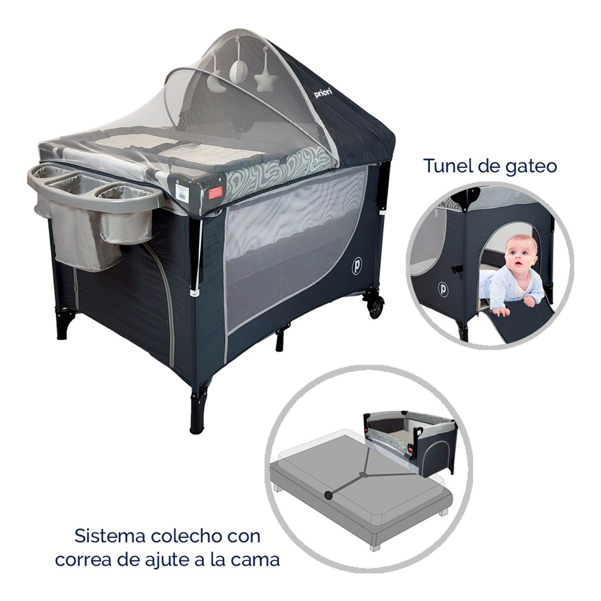 PRIORI - Cuna Colecho Bebe Priori Jordi Gris