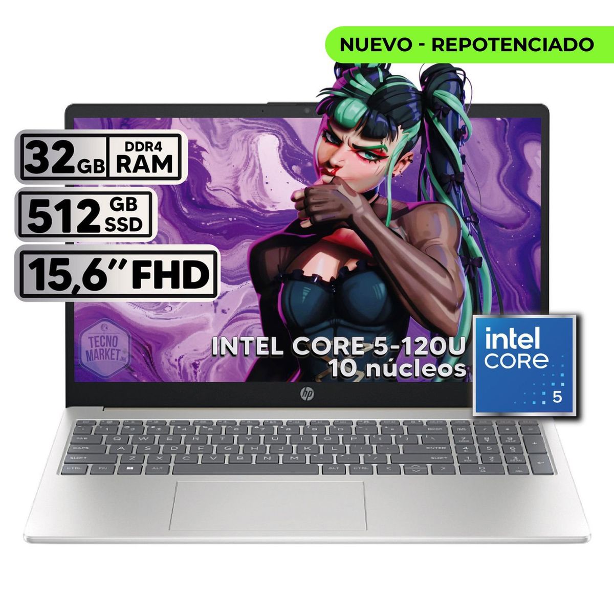 HP - PORTÁTIL HP INTEL CORE 5-120U 32GB RAM 512GB SSD PANTALLA 156 FHD