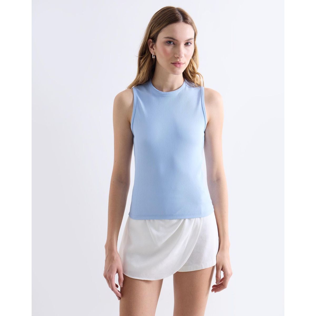 SEVEN SEVEN - Camiseta  Para Mujer Manga Sisa Cuello Redondo Color Celeste Marca Seven Seven #28096563