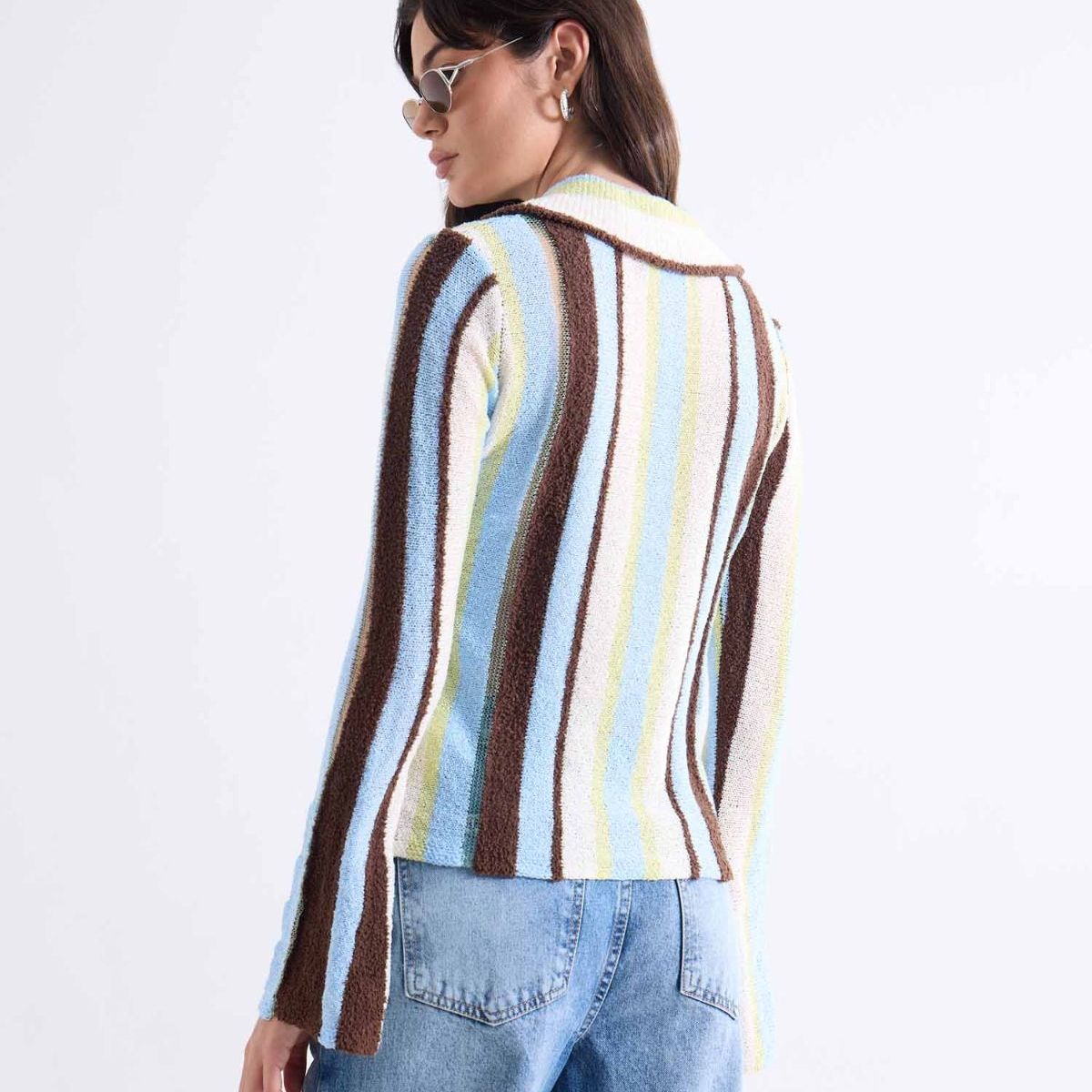 SEVEN SEVEN - Camiseta  Para Mujer Manga Larga Cuello V Color Celeste Marca Seven Seven #28096472