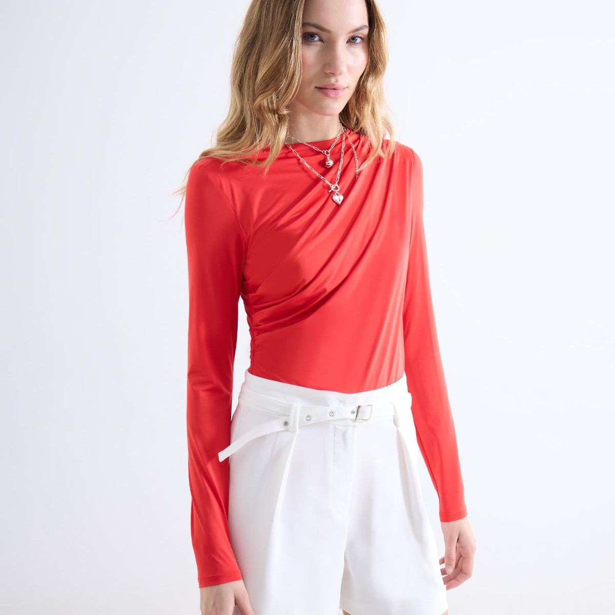 SEVEN SEVEN - Camiseta  Para Mujer Manga Larga Cuello Alto Color Rojo Marca Seven Seven #28096525