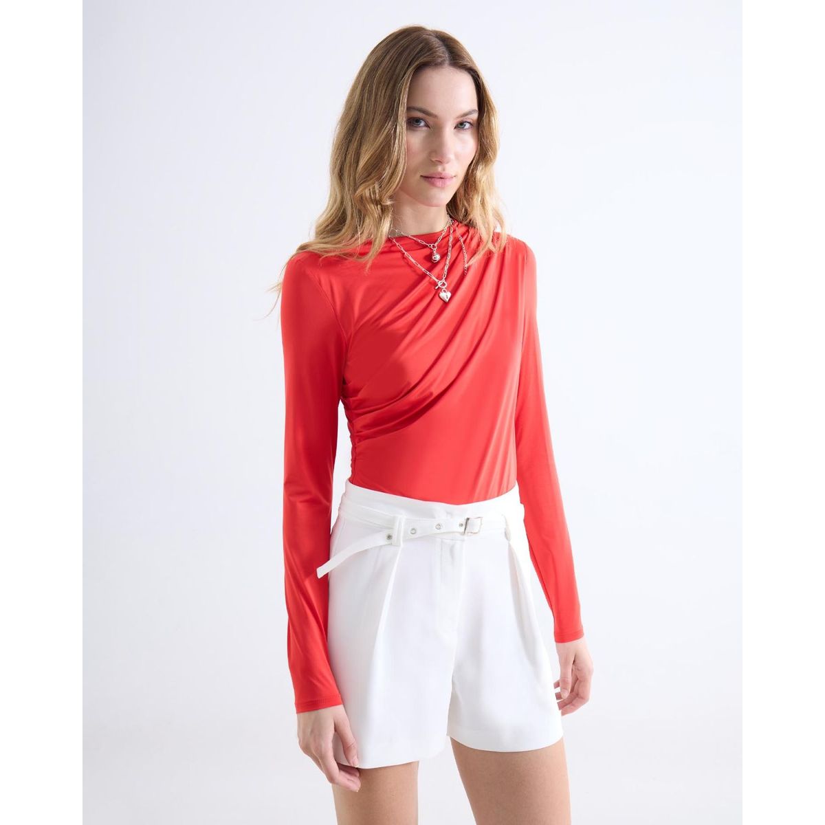 SEVEN SEVEN - Camiseta  Para Mujer Manga Larga Cuello Alto Color Rojo Marca Seven Seven #28096525