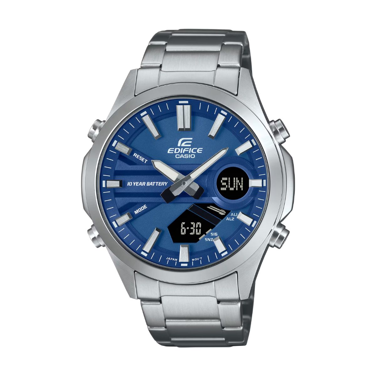 CASIO - Reloj Casio Edifice Para Hombre Doble Hora En Acero EFV-C120D-2A Azul Plateado