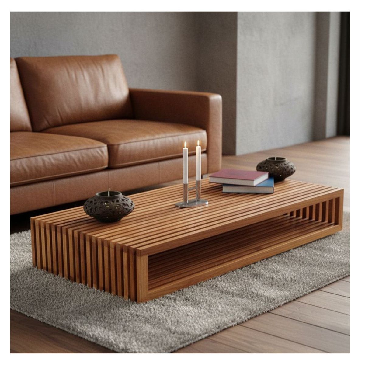 22 GRADOS DECORACION - Mesa de centro Struckt En Roble Macizo   100cm x 70cm_.