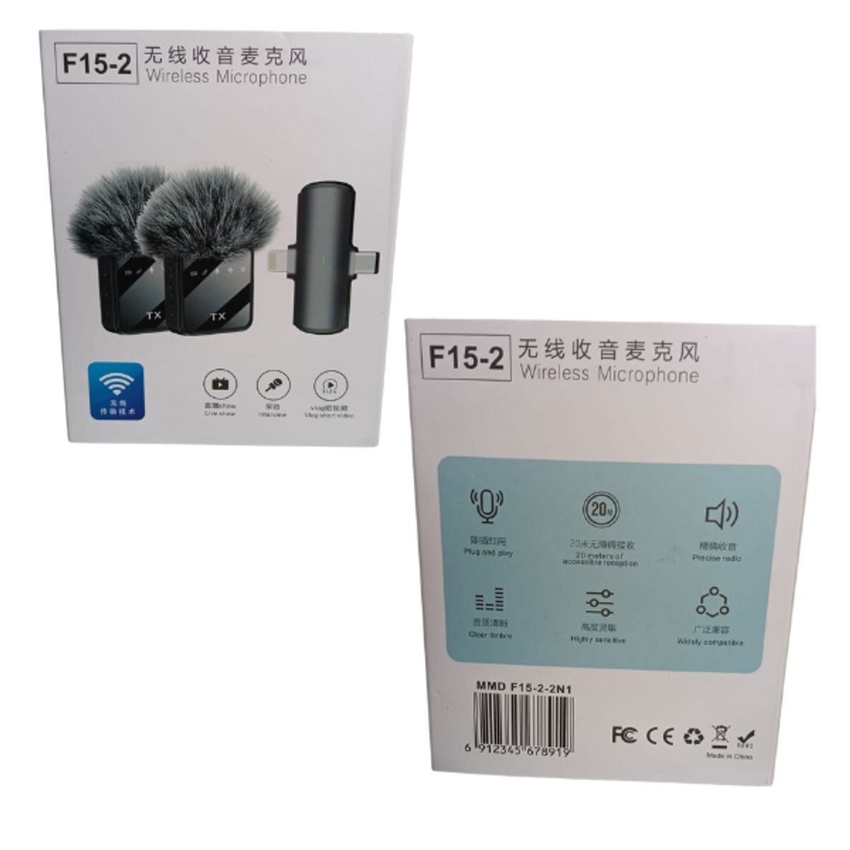 GENERICO - Micrófono Inalámbrico de Solapa Profesional F15-2