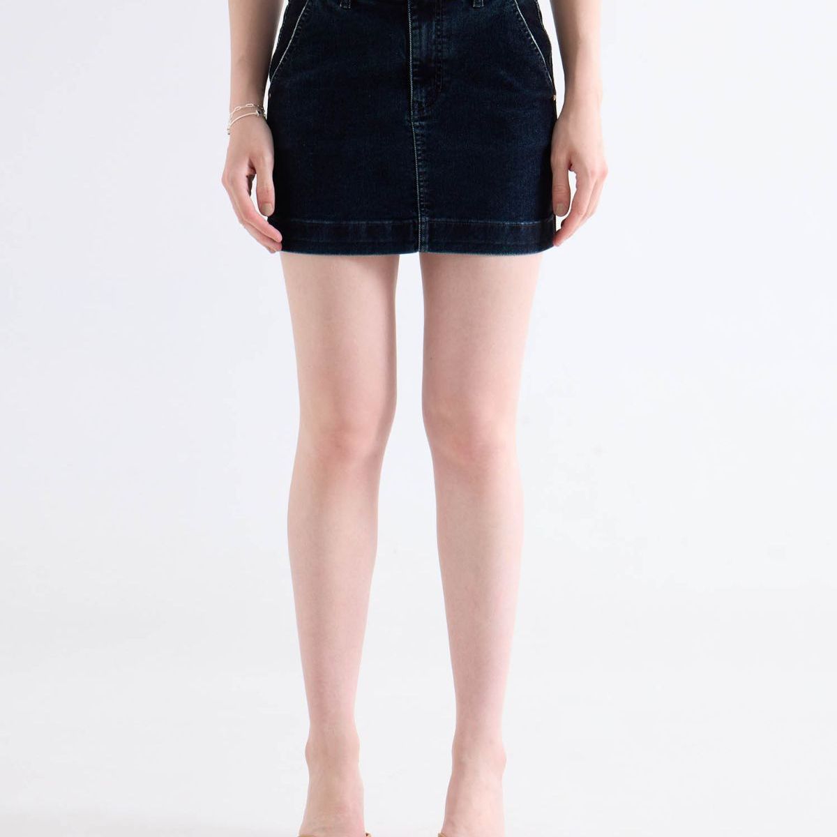 SEVEN SEVEN - Falda Mini En Denim Oscuro  Para Mujer Negro Seven Seven