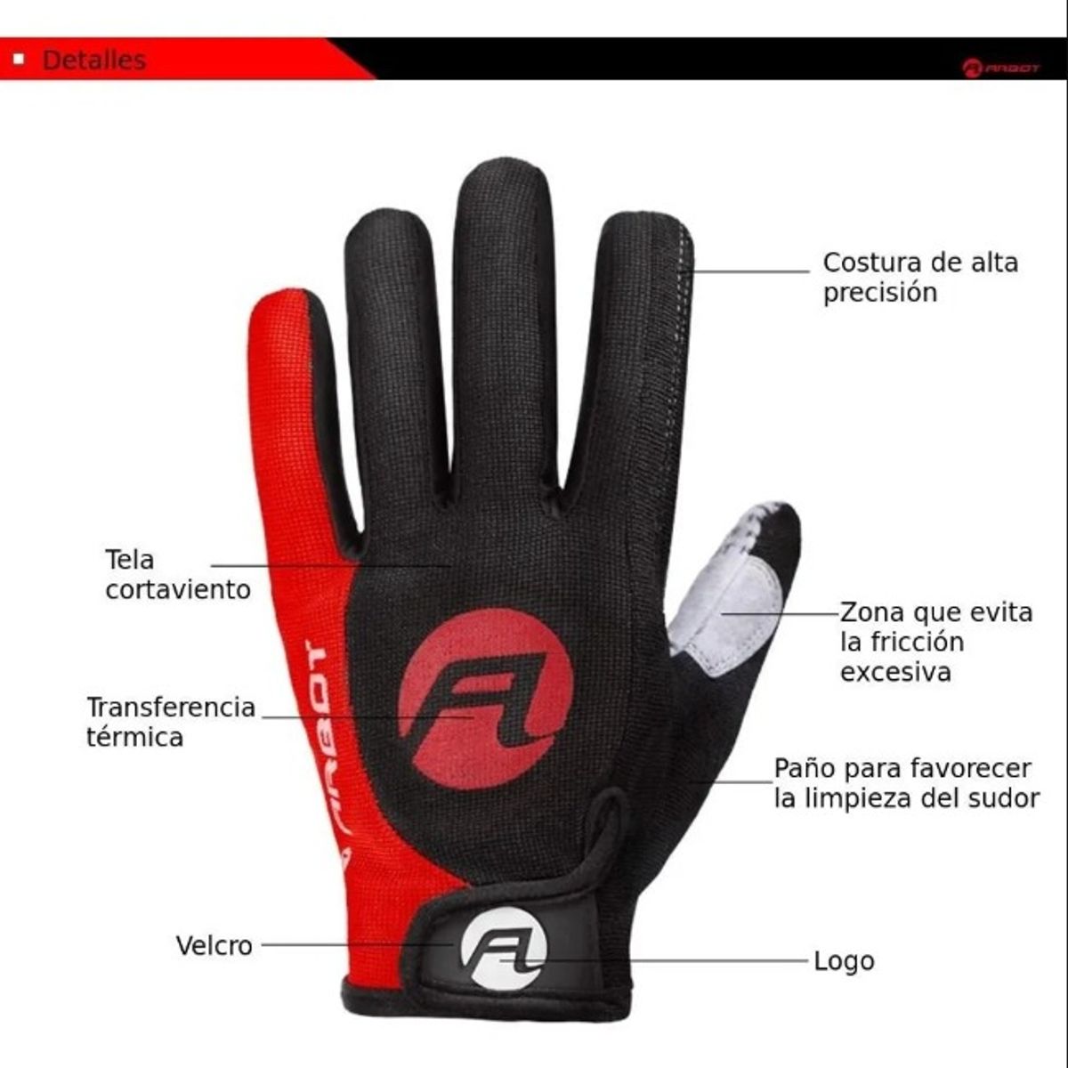 GENERICO - Guantes Térmicos Antideslizantes para Ciclismo Antishock Rojo