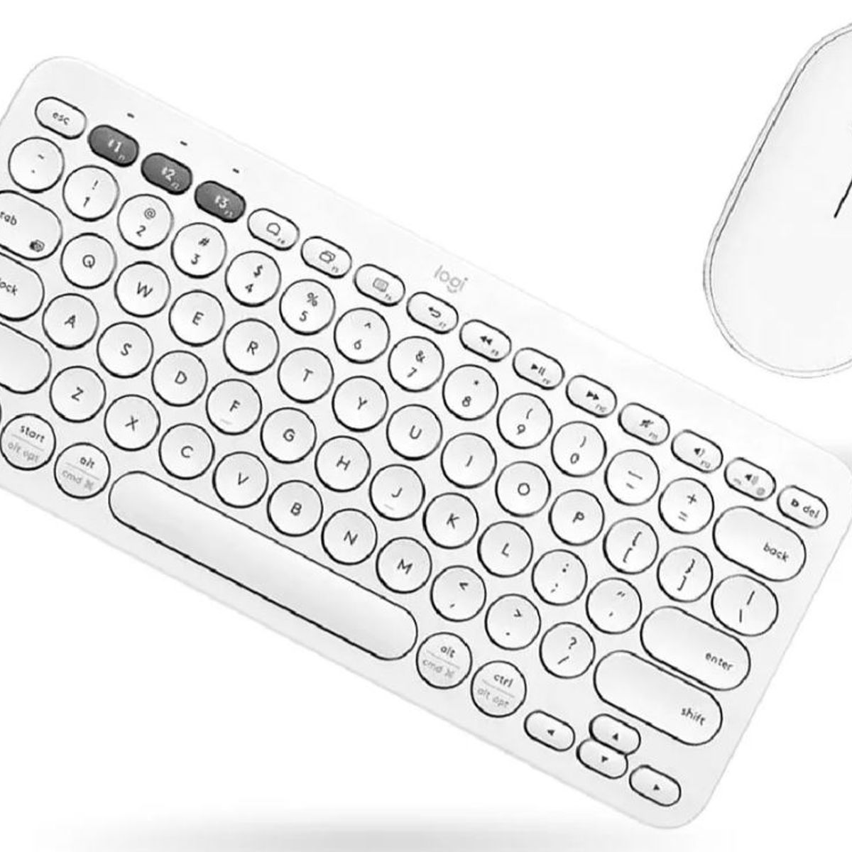INNOVA - Teclado Bluetooth Inalámbrico Mouse Silent Multi Dispositivo Blanco Blanco