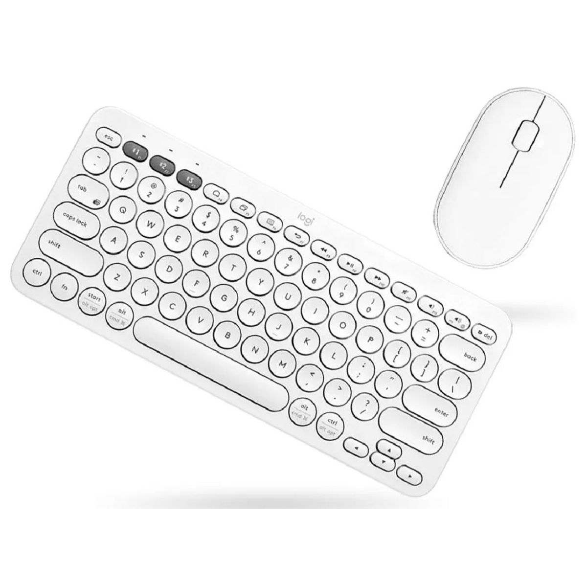 INNOVA - Teclado Bluetooth Inalámbrico Mouse Silent Multi Dispositivo Blanco Blanco