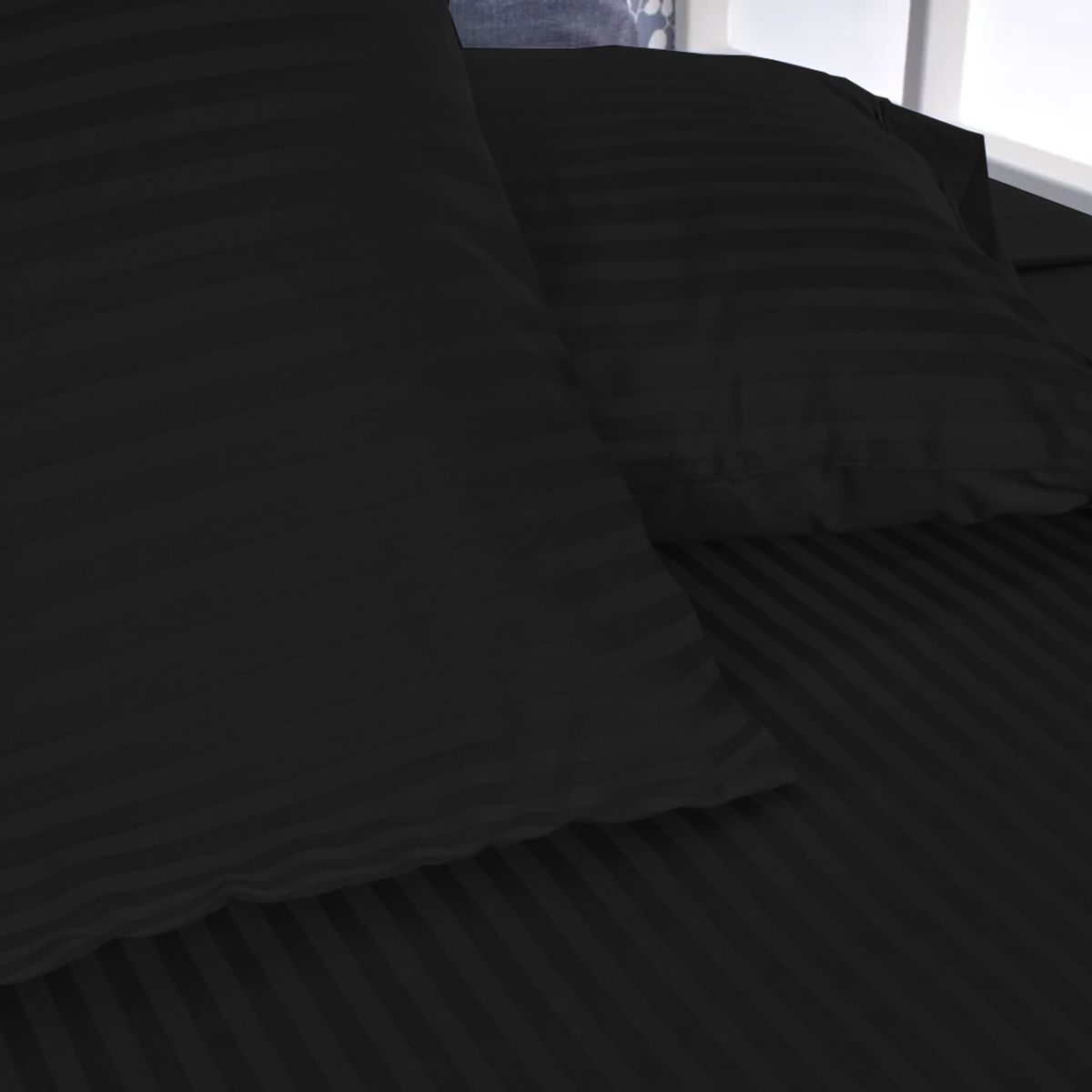 SALOMON - Juego De Sabanas QUEEN 30cm negro - Planchado Permanente 600h