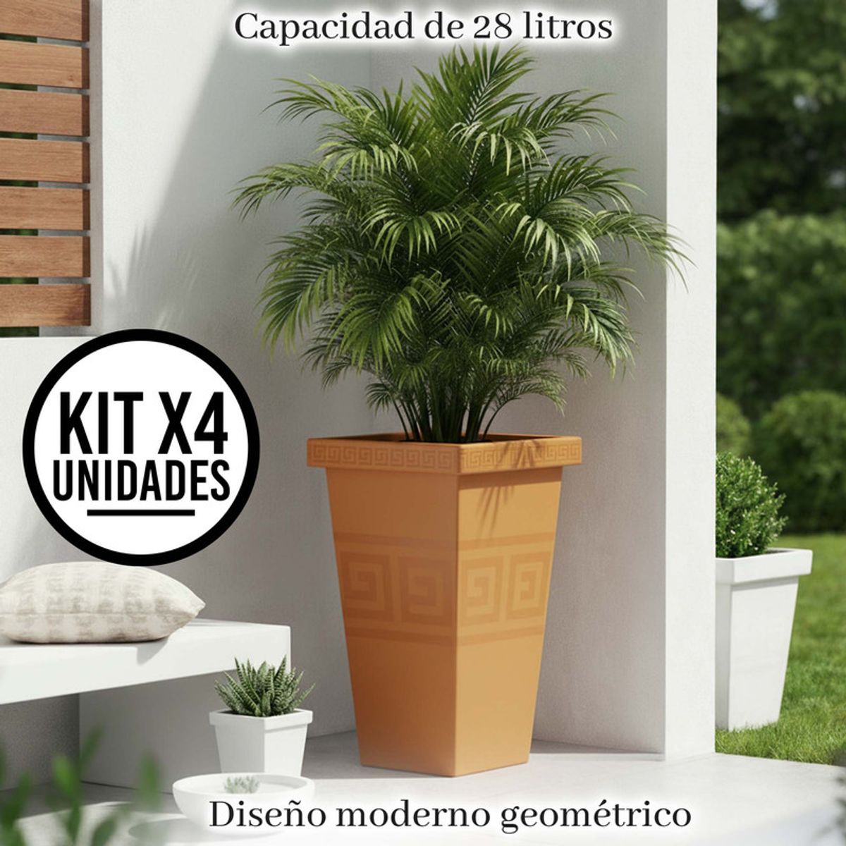 ENERGY PLUS - Set x4 Matera Cuadrada 28L Moderna Espacios Amplios Elegantes