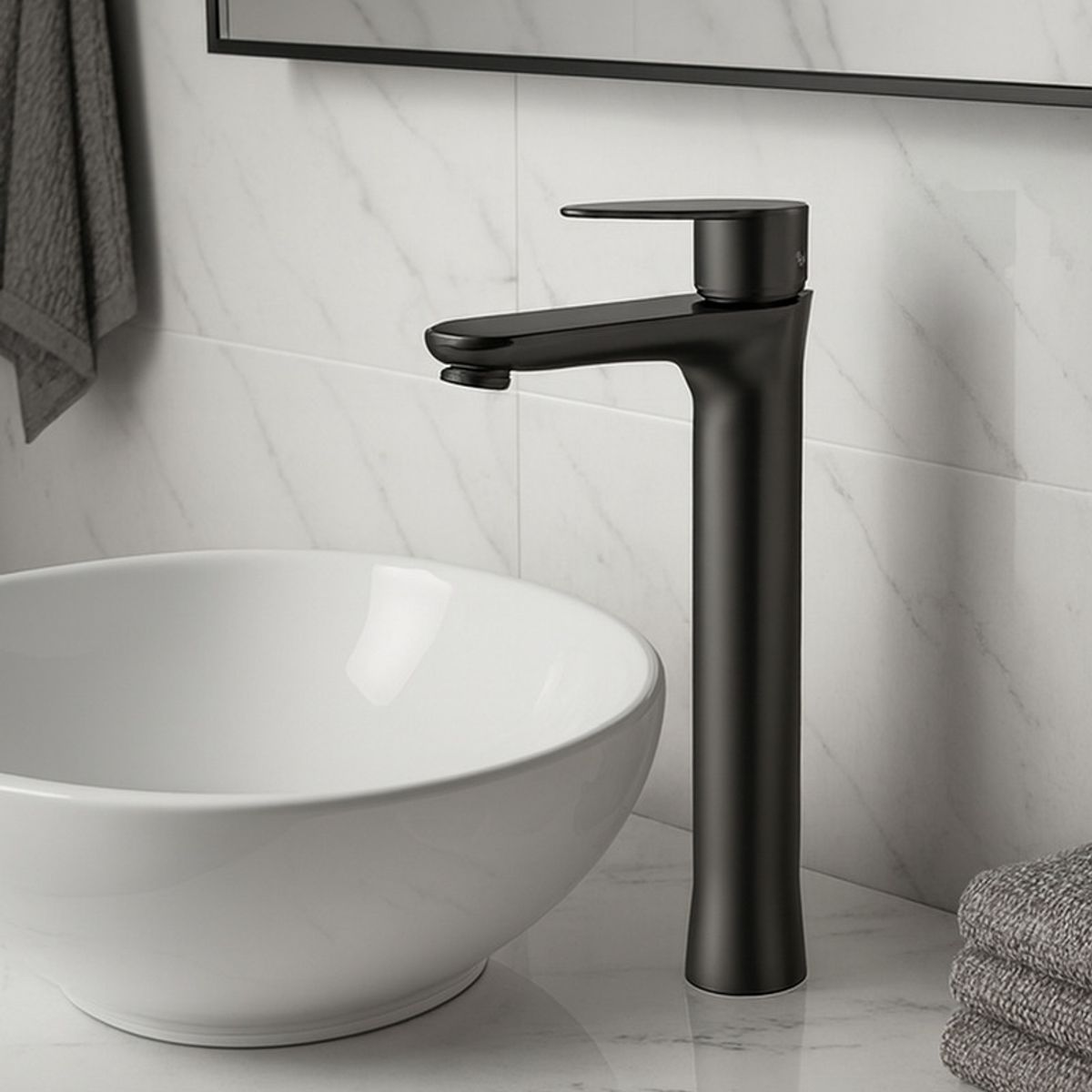 PAMO - Grifería Lavamanos Monocontrol Alto Gris Concreto Sovrano Gris Concreto Mate