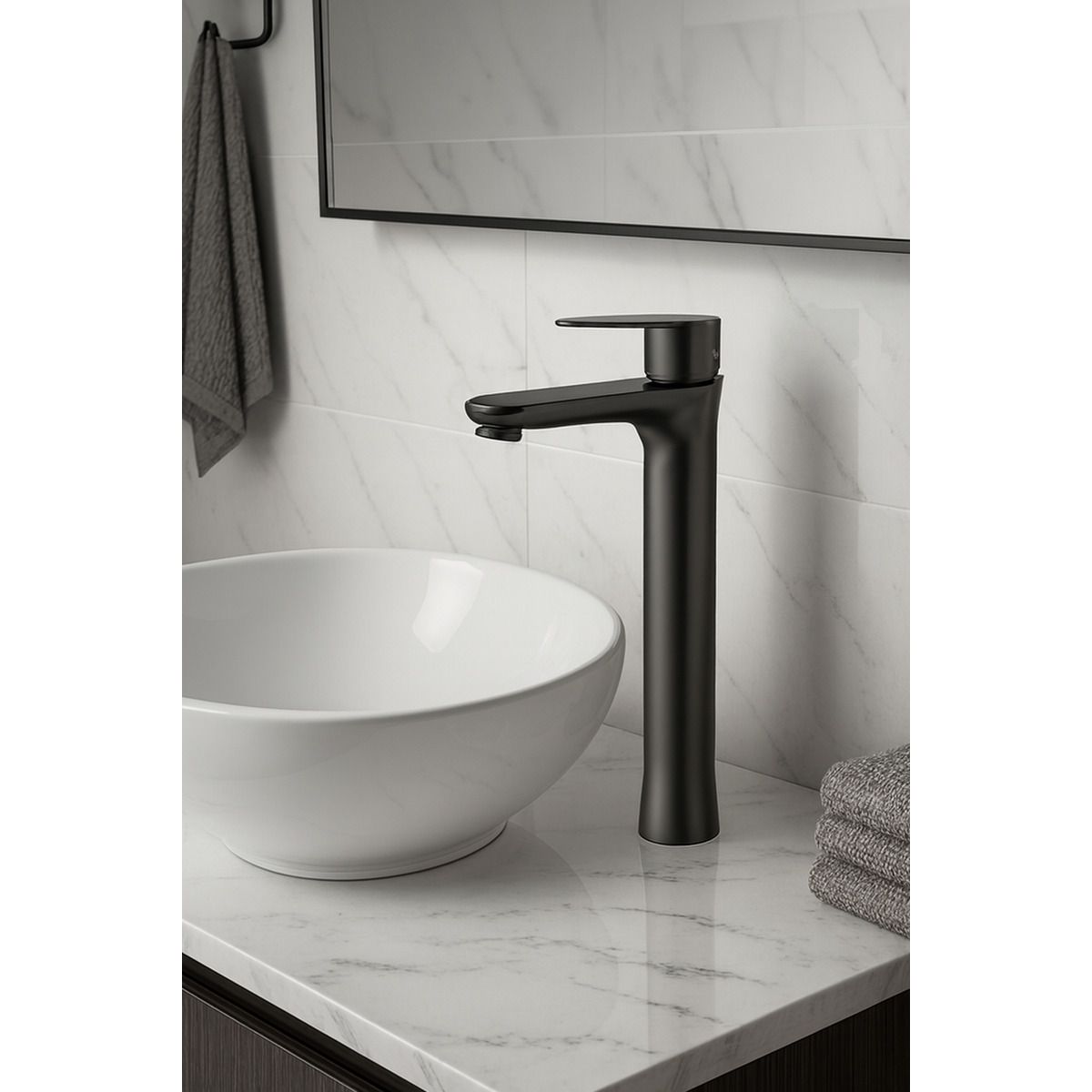 PAMO - Grifería Lavamanos Monocontrol Alto Gris Concreto Sovrano Gris Concreto Mate