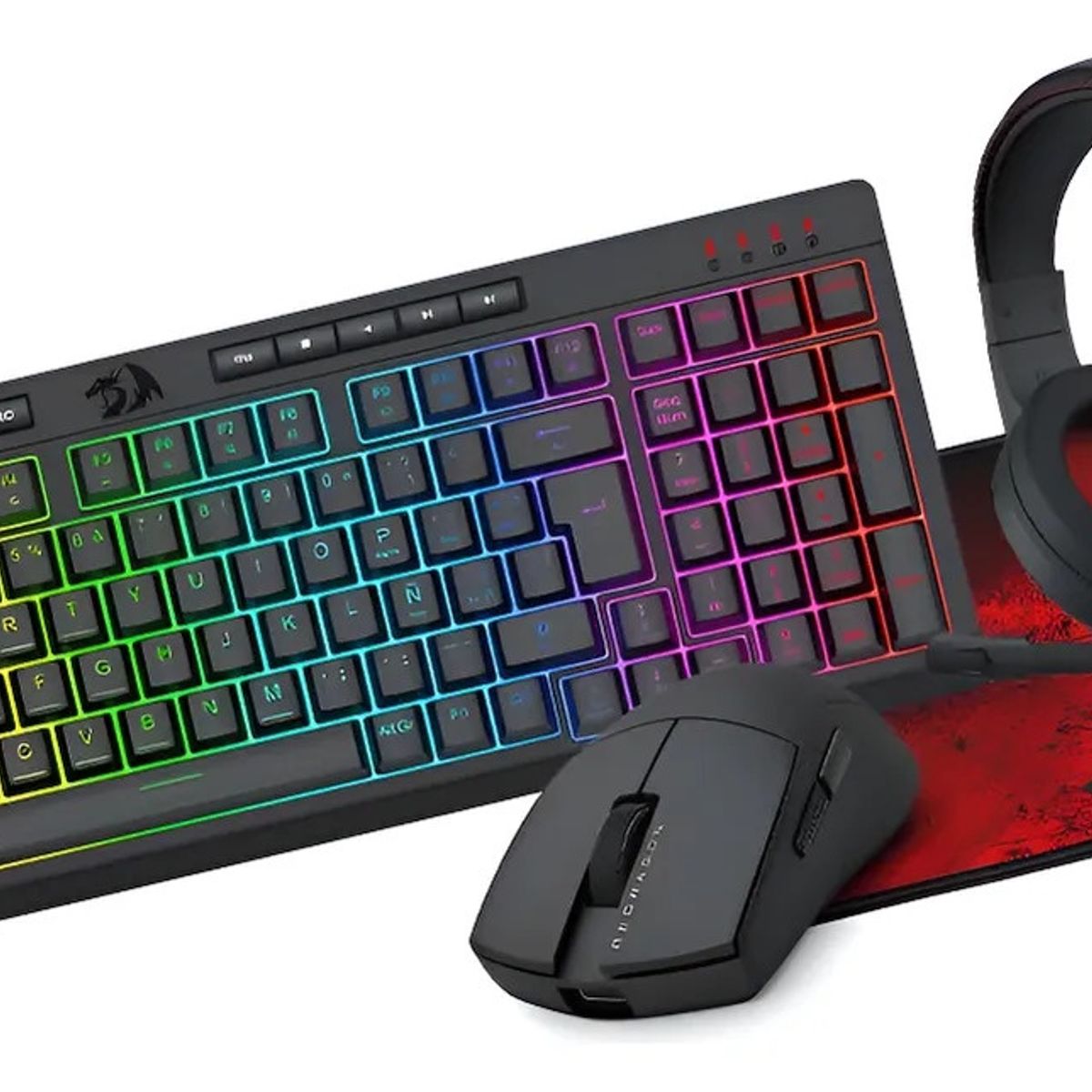 REDRAGON - Kit Teclado Mouse Diadema Mousepad Redragon S147 Negro