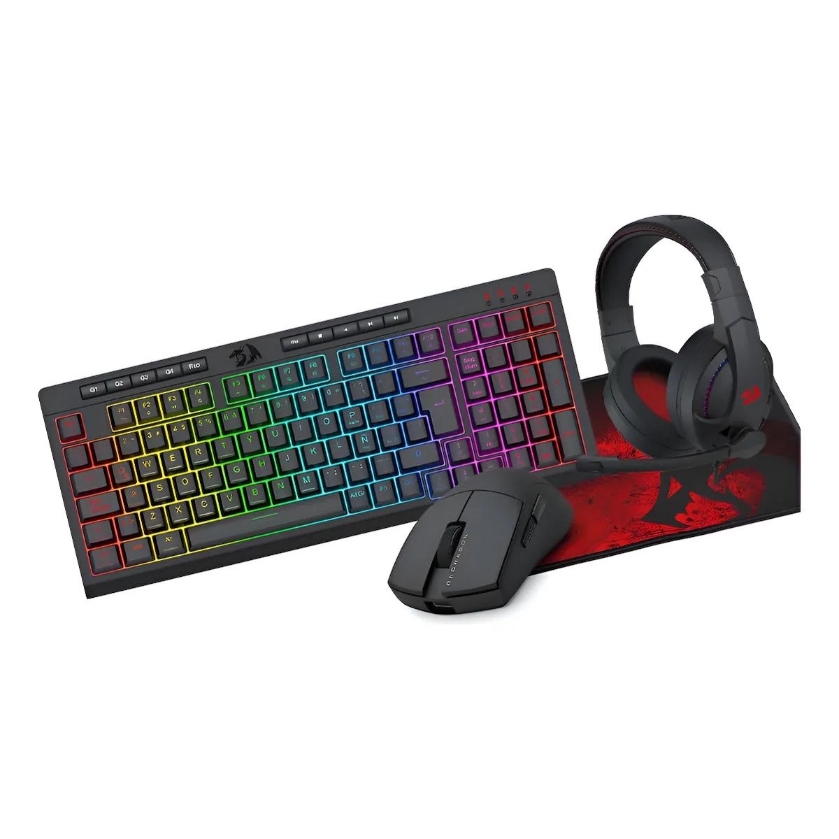 REDRAGON - Kit Teclado Mouse Diadema Mousepad Redragon S147 Negro