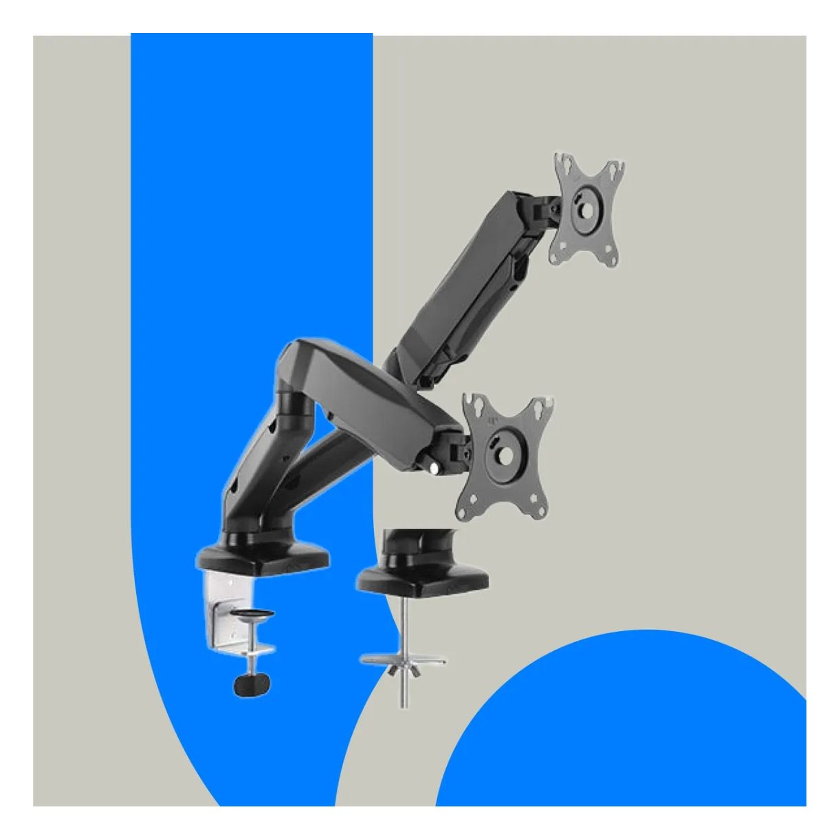 ERGONOMUS - Soporte Brazo Monitor Para 2 Pantallas Lcd Led Escritorio Negro