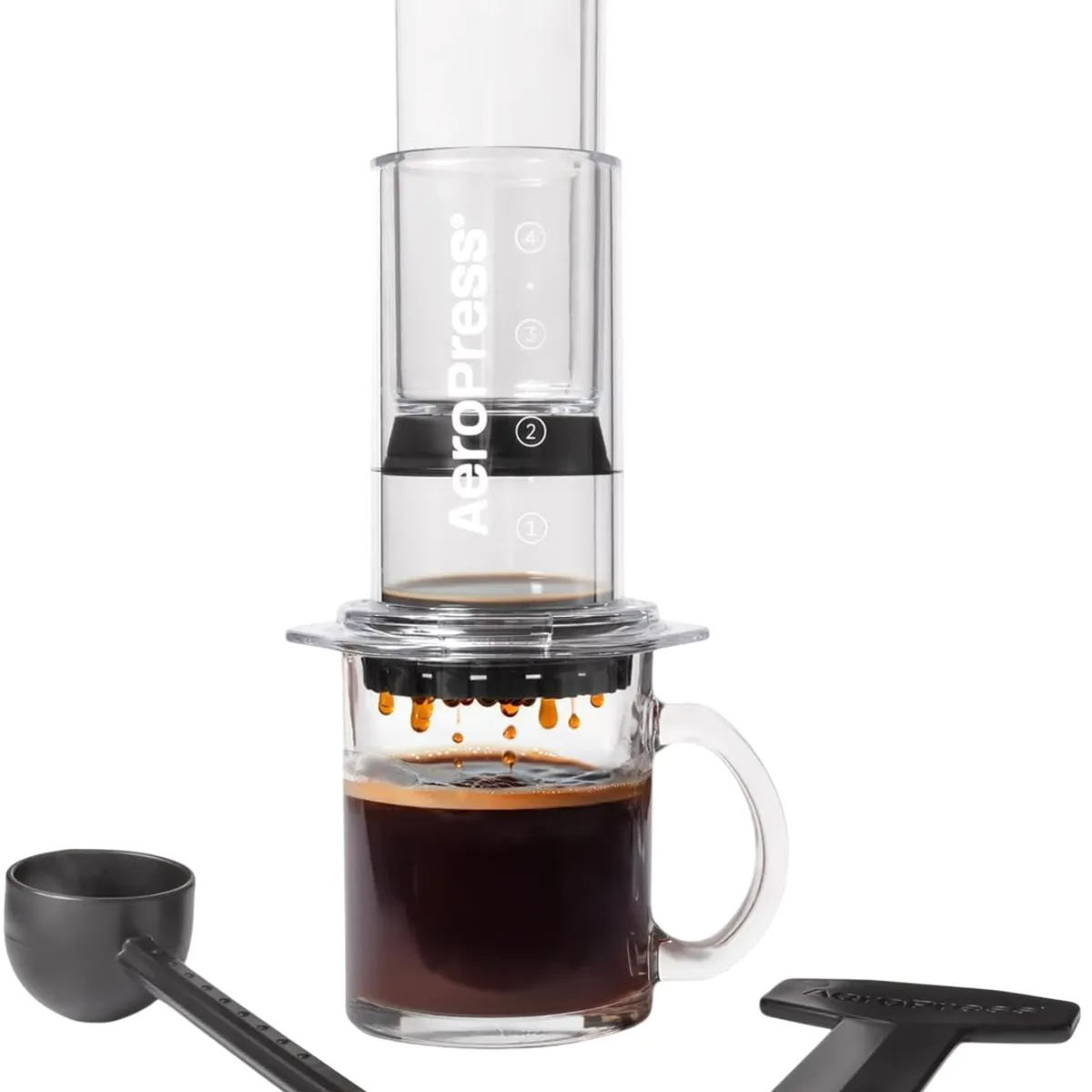 AEROPRESS - AeroPress Prensa de Café Transparente 3-en-1 Tritan Portátil